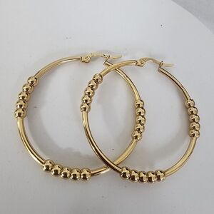 Gold Filled Hoop Earrings Bead Design